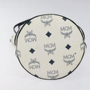 MCM Logogram Vicetos Shoulder Bag PVC Leather White Gold Auth 118053-5