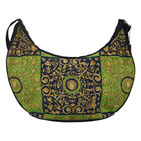 VERSACE Shoulder Bag Canvas Green Auth 118063