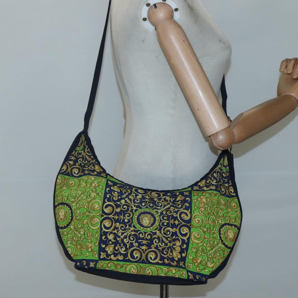 VERSACE Shoulder Bag Canvas Green Auth 118063