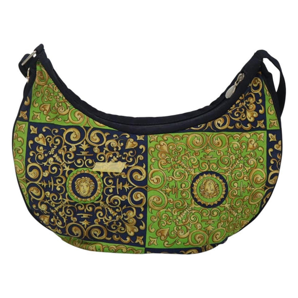 VERSACE Shoulder Bag Canvas Green Auth 118063