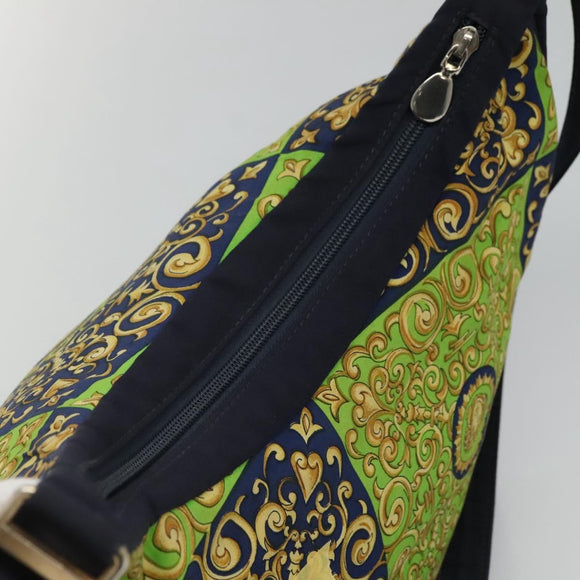 VERSACE Shoulder Bag Canvas Green Auth 118063