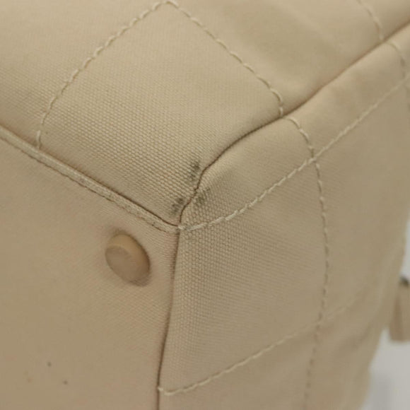 CHANEL Choco Bar Hand Bag Canvas Beige CC Auth 118066