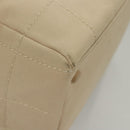CHANEL Choco Bar Hand Bag Canvas Beige CC Auth 118066-15