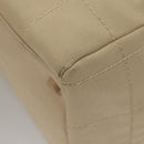 CHANEL Choco Bar Hand Bag Canvas Beige CC Auth 118066-16