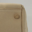 CHANEL Choco Bar Hand Bag Canvas Beige CC Auth 118066-17