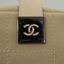 CHANEL Choco Bar Hand Bag Canvas Beige CC Auth 118066-10