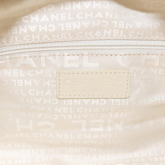 CHANEL Choco Bar Hand Bag Canvas Beige CC Auth 118066