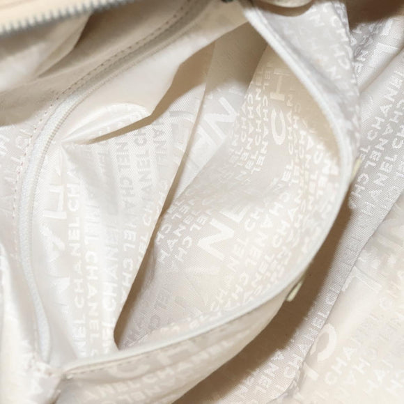 CHANEL Choco Bar Hand Bag Canvas Beige CC Auth 118066