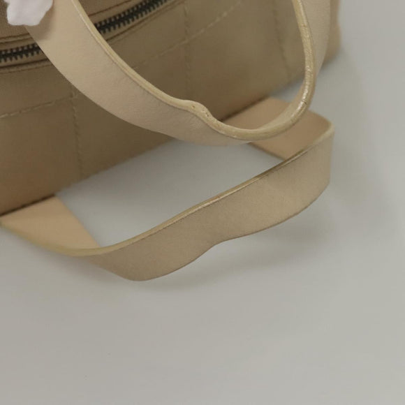 CHANEL Choco Bar Hand Bag Canvas Beige CC Auth 118066