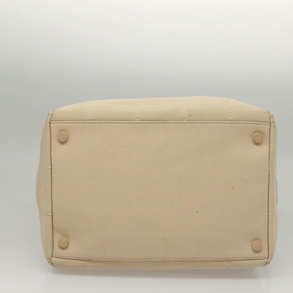 CHANEL Choco Bar Hand Bag Canvas Beige CC Auth 118066