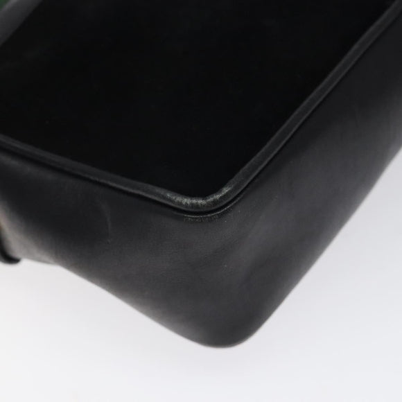 GUCCI Web Sherry Line Shoulder Bag Suede Black Gold Red Auth 118069