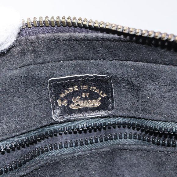 GUCCI Web Sherry Line Shoulder Bag Suede Black Gold Red Auth 118069