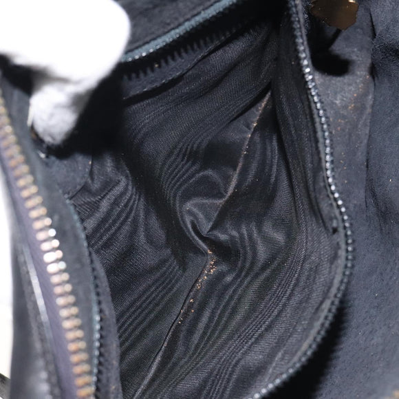 GUCCI Web Sherry Line Shoulder Bag Suede Black Gold Red Auth 118069