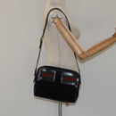 GUCCI Web Sherry Line Shoulder Bag Suede Black Gold Red Auth 118069-20