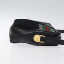 GUCCI Web Sherry Line Shoulder Bag Suede Black Gold Red Auth 118069-4