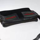 GUCCI Web Sherry Line Shoulder Bag Suede Black Gold Red Auth 118069-6