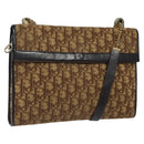 Christian Dior Trotter Canvas Shoulder Bag Brown Gold Auth 118077-1