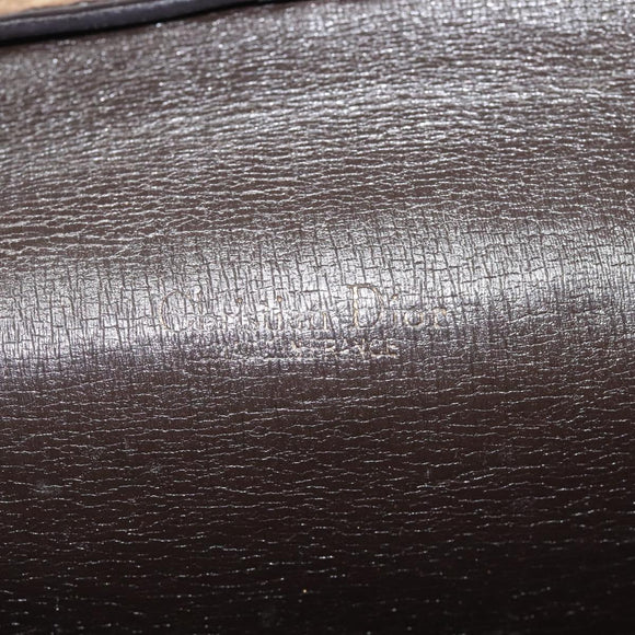 Christian Dior Trotter Canvas Shoulder Bag Brown Gold Auth 118077