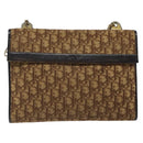 Christian Dior Trotter Canvas Shoulder Bag Brown Gold Auth 118077-13