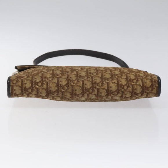 Christian Dior Trotter Canvas Shoulder Bag Brown Gold Auth 118077