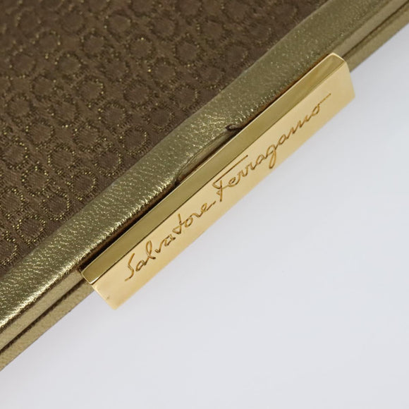Salvatore Ferragamo Shoulder Bag Canvas Beige Gold Auth 118078A