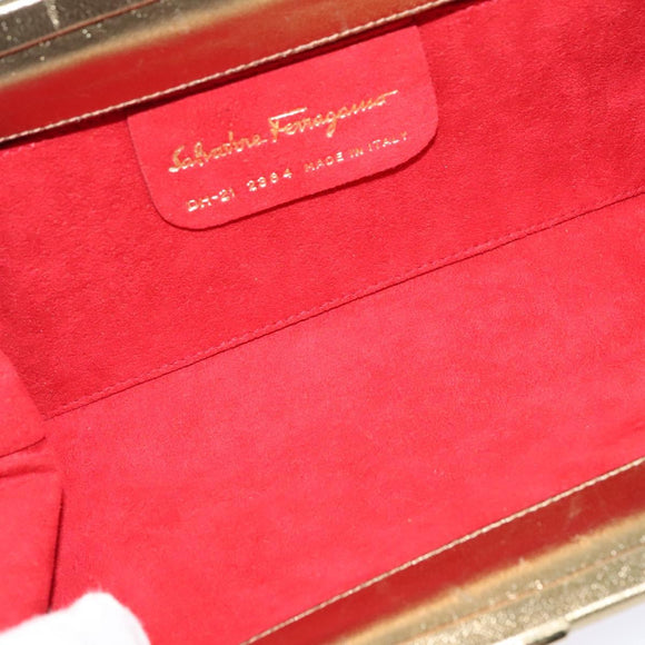 Salvatore Ferragamo Shoulder Bag Canvas Beige Gold Auth 118078