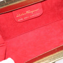 Salvatore Ferragamo Shoulder Bag Canvas Beige Gold Auth 118078A-10