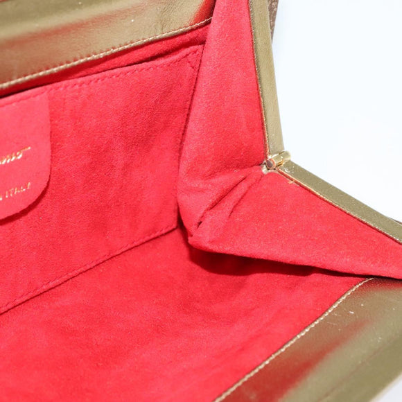 Salvatore Ferragamo Shoulder Bag Canvas Beige Gold Auth 118078