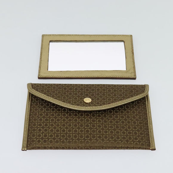 Salvatore Ferragamo Shoulder Bag Canvas Beige Gold Auth 118078A