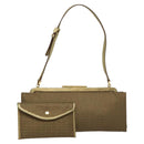 Salvatore Ferragamo Shoulder Bag Canvas Beige Gold Auth 118078A-1