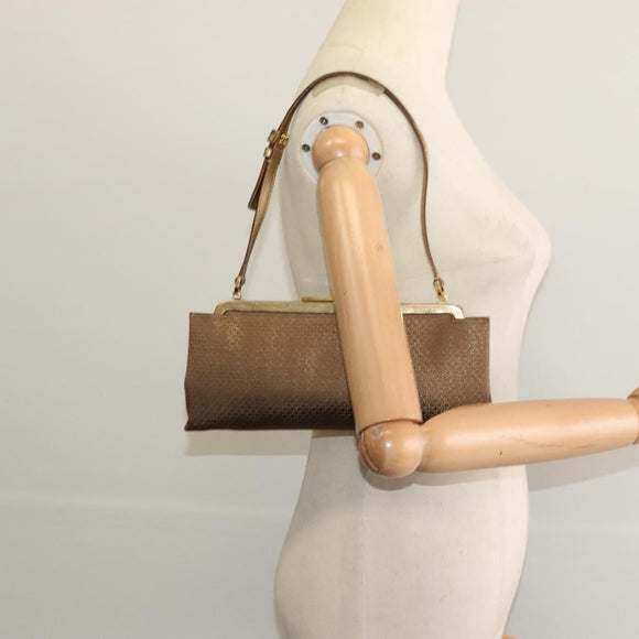 Salvatore Ferragamo Shoulder Bag Canvas Beige Gold Auth 118078