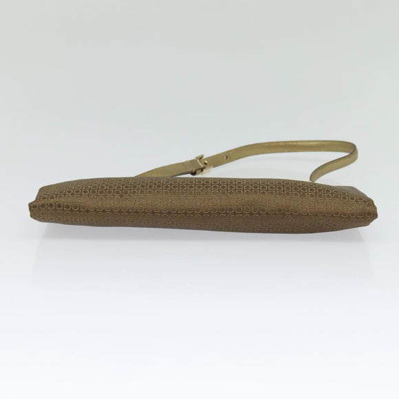 Salvatore Ferragamo Shoulder Bag Canvas Beige Gold Auth 118078