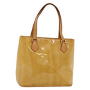 LOUIS VUITTON Monogram Vernis Houston Hand Bag Beige M91004 LV Auth 118102-1