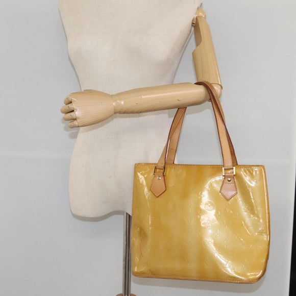 LOUIS VUITTON Monogram Vernis Houston Hand Bag Beige M91004 LV Auth 118102