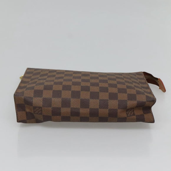 LOUIS VUITTON Damier Ebene Poche Toilette 26 Pouch N47543 LV Auth 118103
