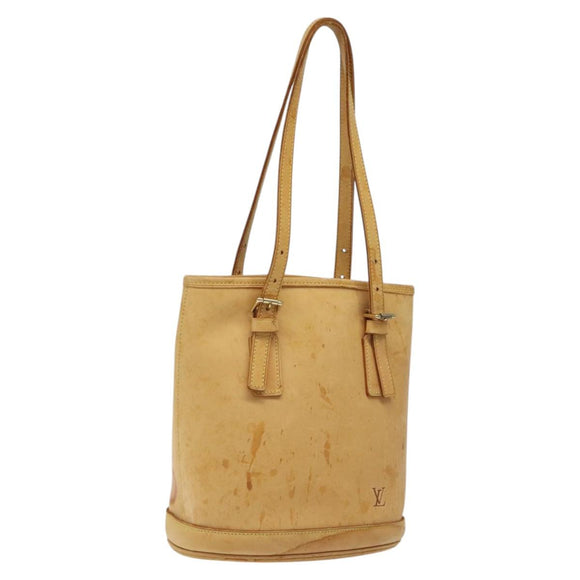 LOUIS VUITTON Nomad leather Bucket PM Shoulder Bag Beige M85001 LV Auth 118104