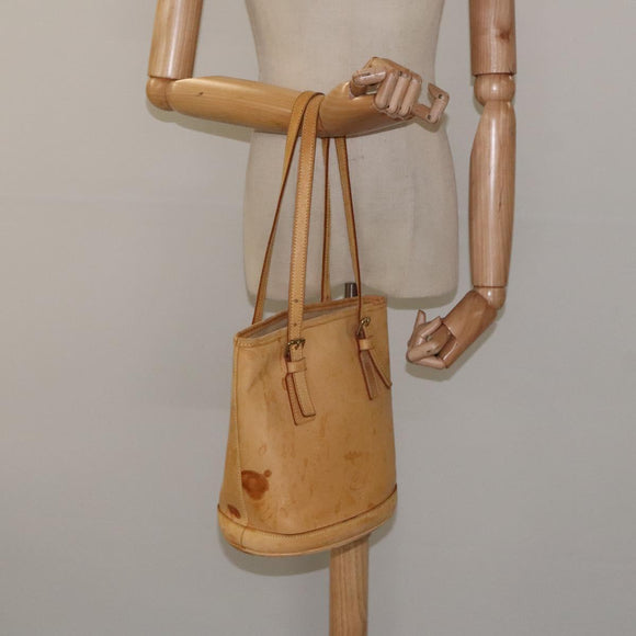 LOUIS VUITTON Nomad leather Bucket PM Shoulder Bag Beige M85001 LV Auth 118104