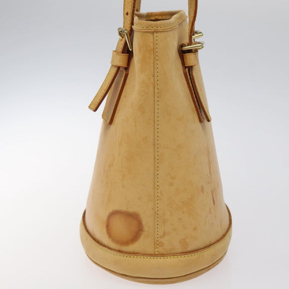 LOUIS VUITTON Nomad leather Bucket PM Shoulder Bag Beige M85001 LV Auth 118104