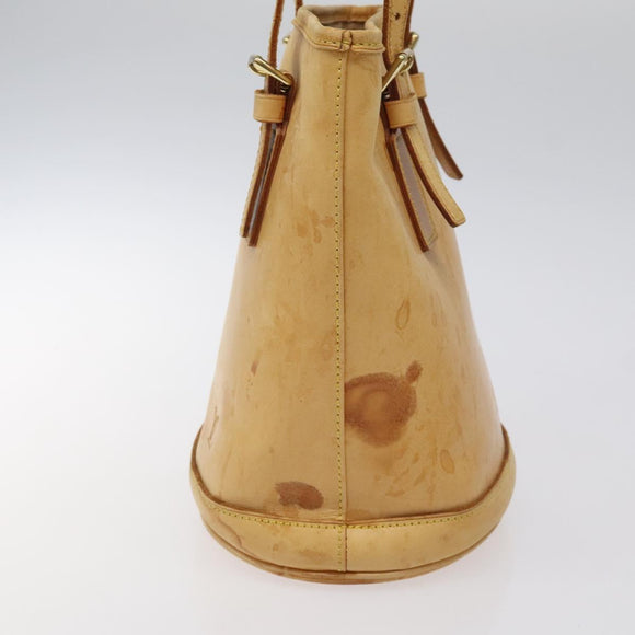 LOUIS VUITTON Nomad leather Bucket PM Shoulder Bag Beige M85001 LV Auth 118104