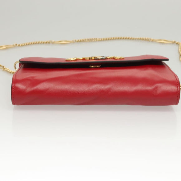 GUCCI Chain Shoulder Bag Leather Red Gold 572375 Auth 118122