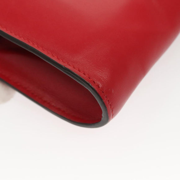 GUCCI Chain Shoulder Bag Leather Red Gold 572375 Auth 118122