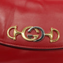 GUCCI Chain Shoulder Bag Leather Red Gold 572375 Auth 118122-10
