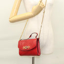 GUCCI Chain Shoulder Bag Leather Red Gold 572375 Auth 118122-23