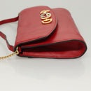 GUCCI Chain Shoulder Bag Leather Red Gold 572375 Auth 118122-4