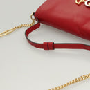 GUCCI Chain Shoulder Bag Leather Red Gold 572375 Auth 118122-7