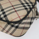 BURBERRY Nova Check Blue Label Accessory Pouch Nylon Beige Auth 118129-14