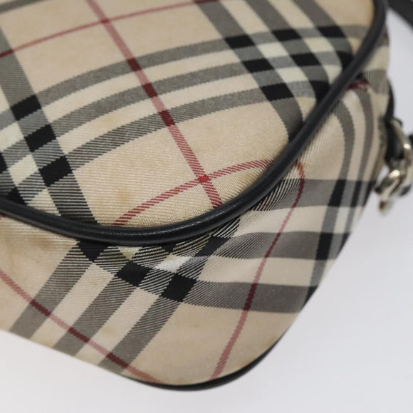 BURBERRY Nova Check Blue Label Accessory Pouch Nylon Beige Auth 118129