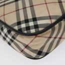 BURBERRY Nova Check Blue Label Accessory Pouch Nylon Beige Auth 118129-9