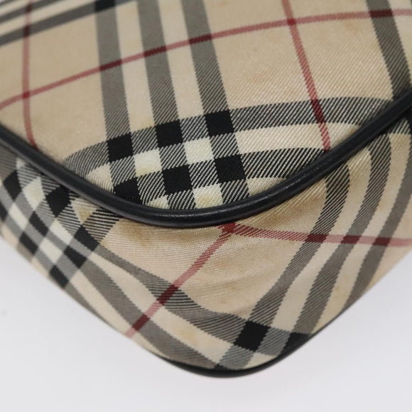 BURBERRY Nova Check Blue Label Accessory Pouch Nylon Beige Auth 118129