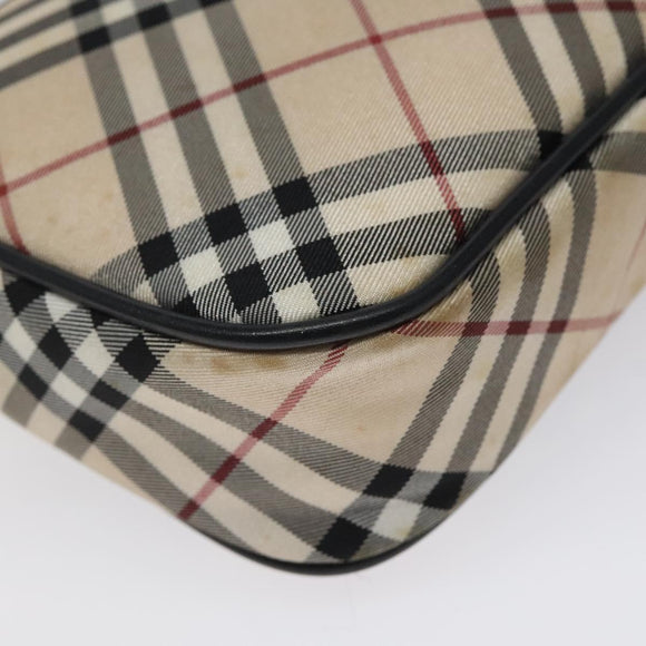 BURBERRY Nova Check Blue Label Accessory Pouch Nylon Beige Auth 118129